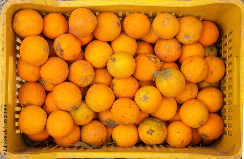 Organic oranges at a market