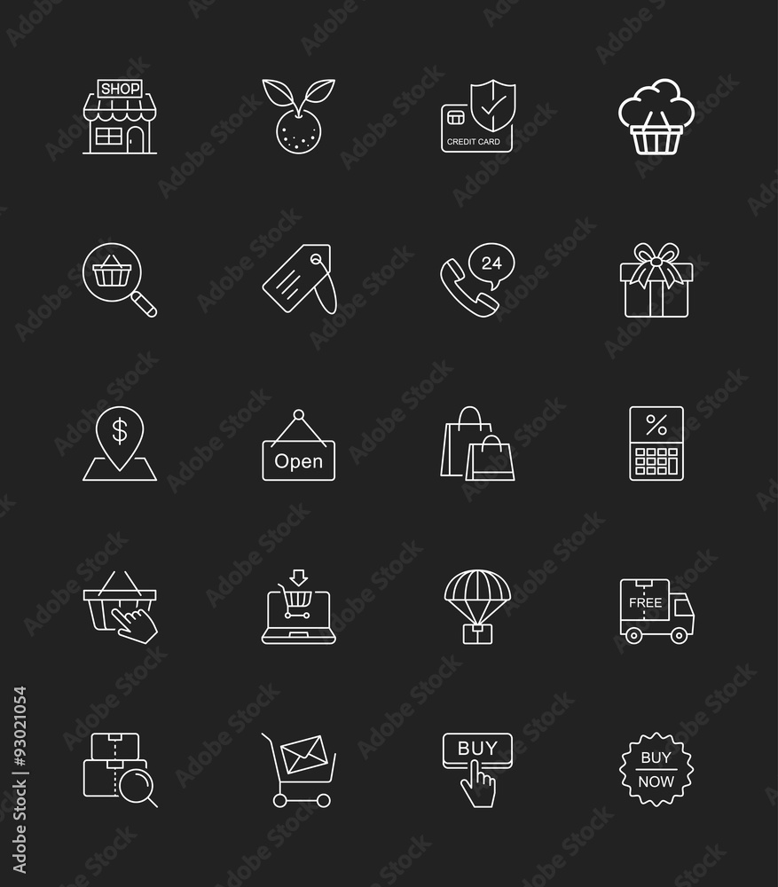 Shopping icons, Thin line - Vector Illustration Shopping icons, Thin line - Vector Illustration
