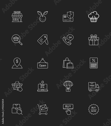 Shopping icons, Thin line - Vector Illustration