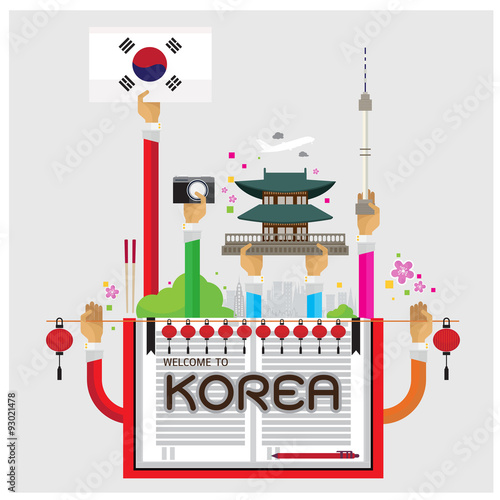 vector welcome korea Seoul lamp cozy arm and hand