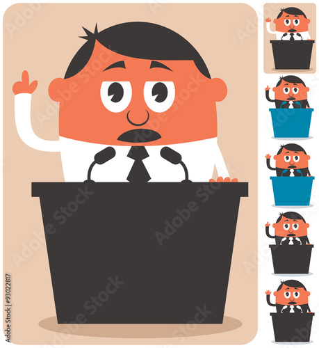 Politician / Cartoon of politician over white background in 6 versions.