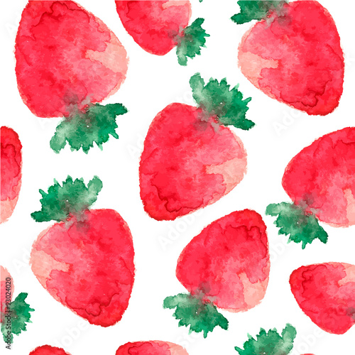 Watercolor strawberry seamless pattern.