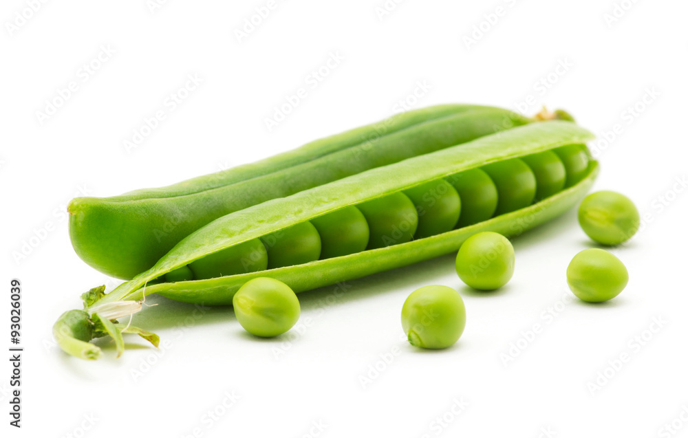 fresh green peas isolated on a white background fresh green peas isolated on a white background