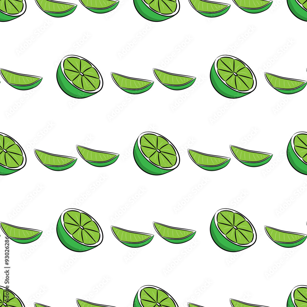 Seamless pattern with half and quartered lime Seamless pattern with half and quartered lime