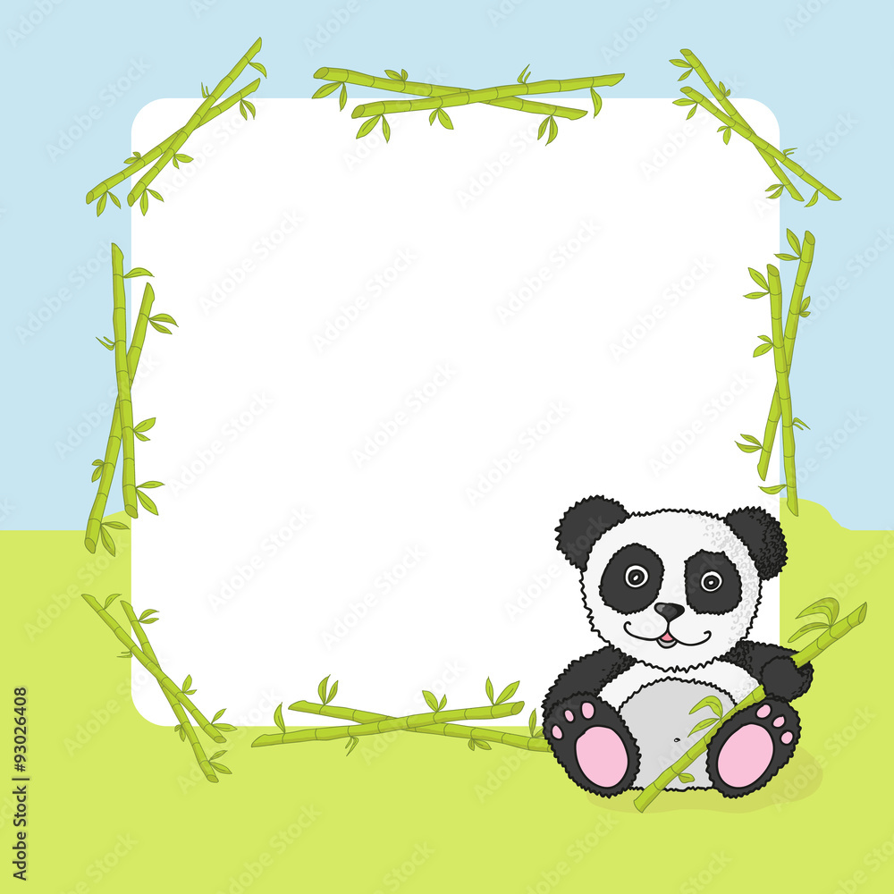 Naklejka premium Cartoon panda with frame