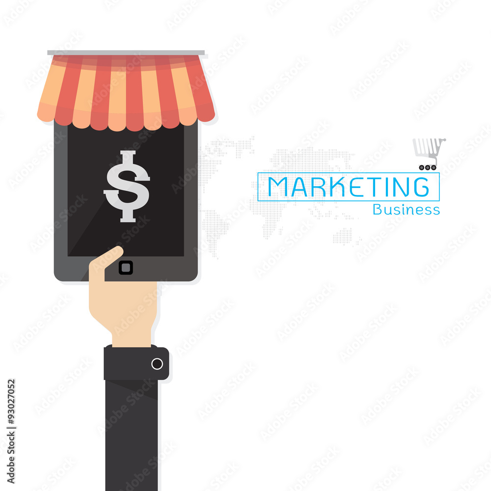 vector The global tablet market money icon hand and arm vector The global tablet market money icon hand and arm