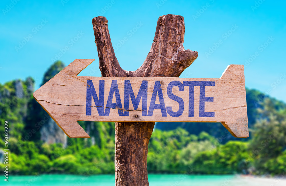 Namaste arrow with beach background
