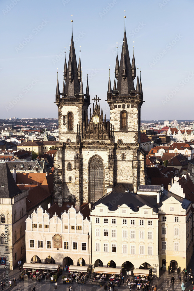 Fototapeta premium The towers of Church of Our Lady before Tyn, Prague, Czech Repub