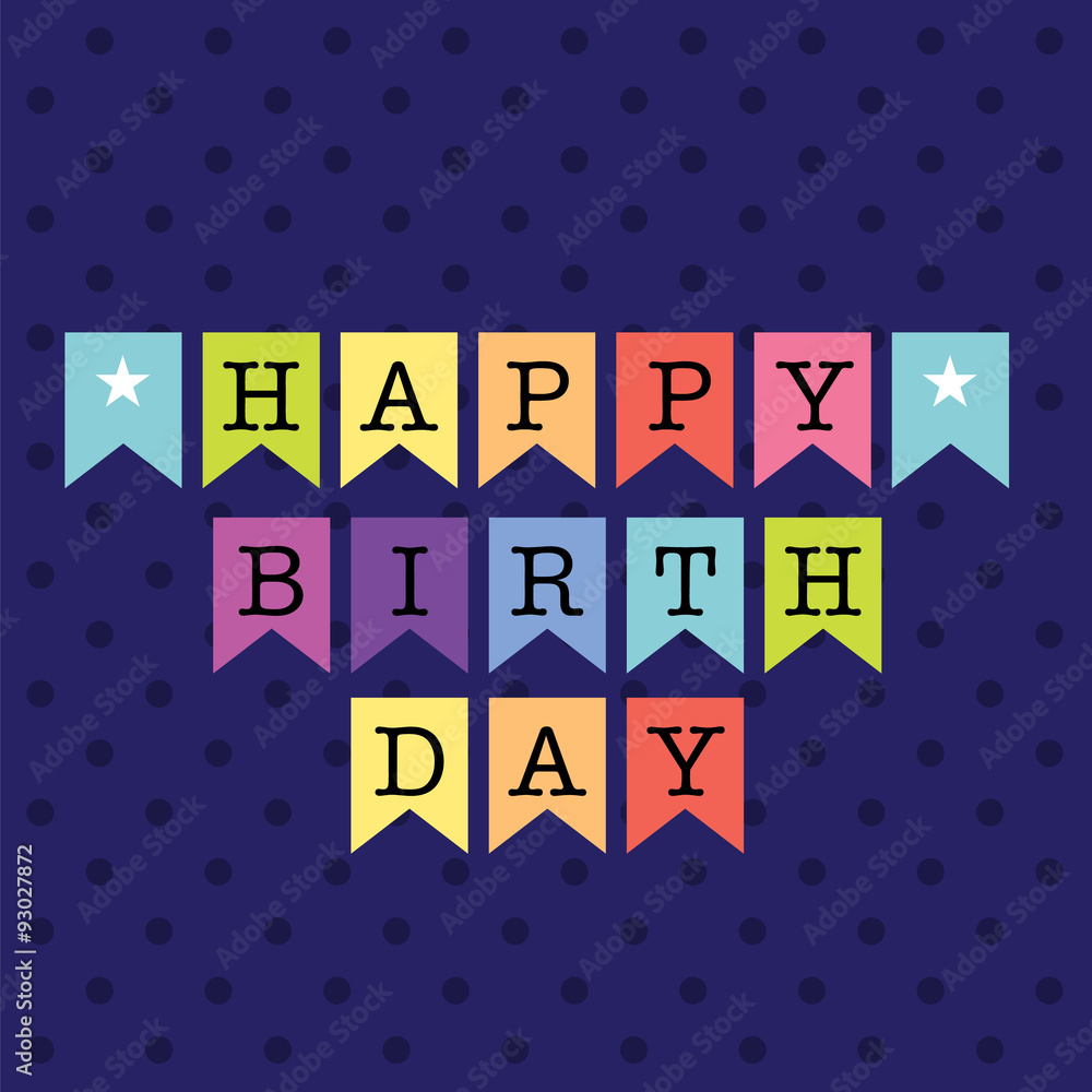Cute birthday card with banner design vector illustration. EPS 10 & HI-RES JPG Included