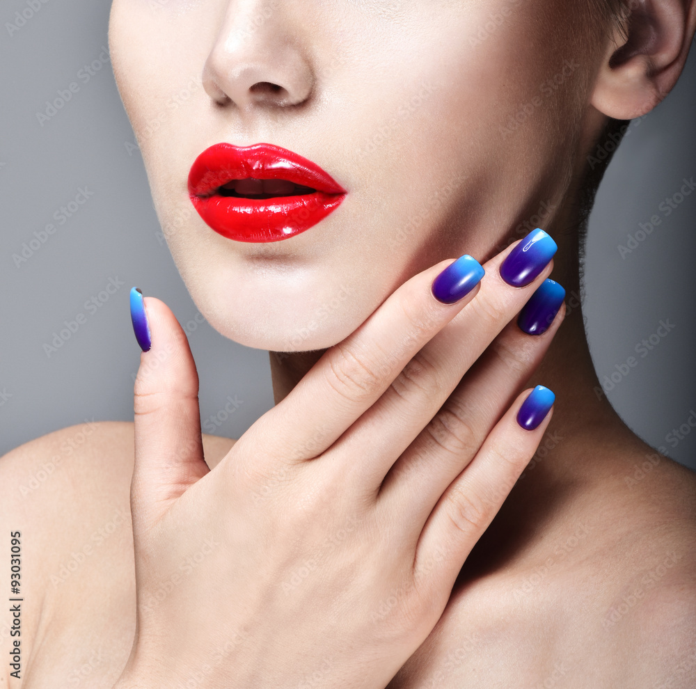 Beauty Woman Portrait. Professional Makeup. Red Lipstick. Beauti Beauty Woman Portrait. Professional Makeup. Red Lipstick. Beauti