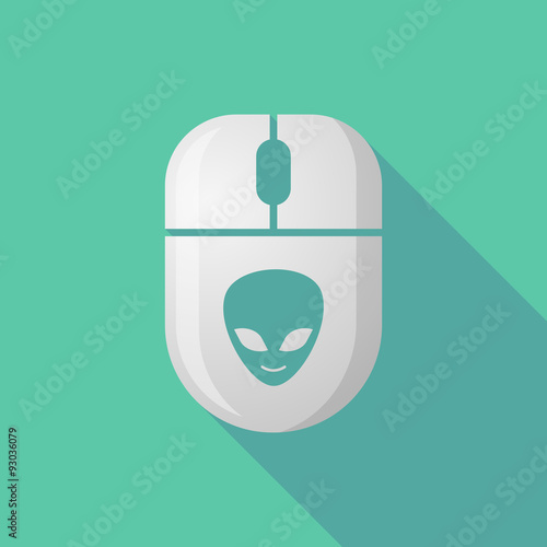 Wireless long shadow mouse icon with an alien face
