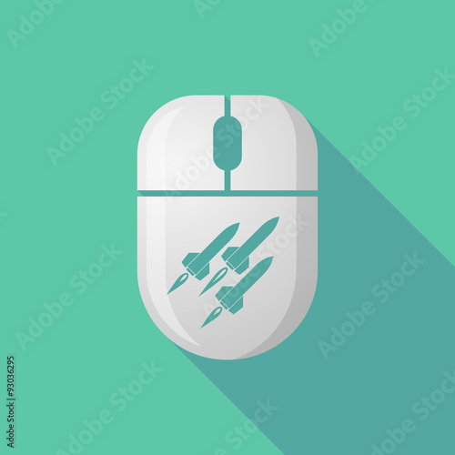 Wireless long shadow mouse icon with missiles
