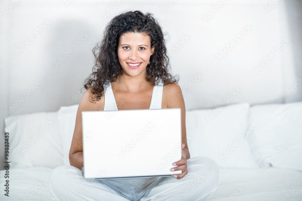 Portrait of beautiful pregnant woman using laptop Portrait of beautiful pregnant woman using laptop