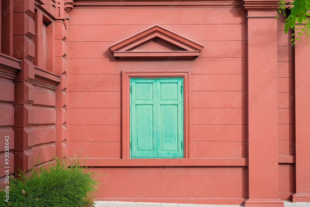Green Windows on Red Wall Green Windows on Red Wall
