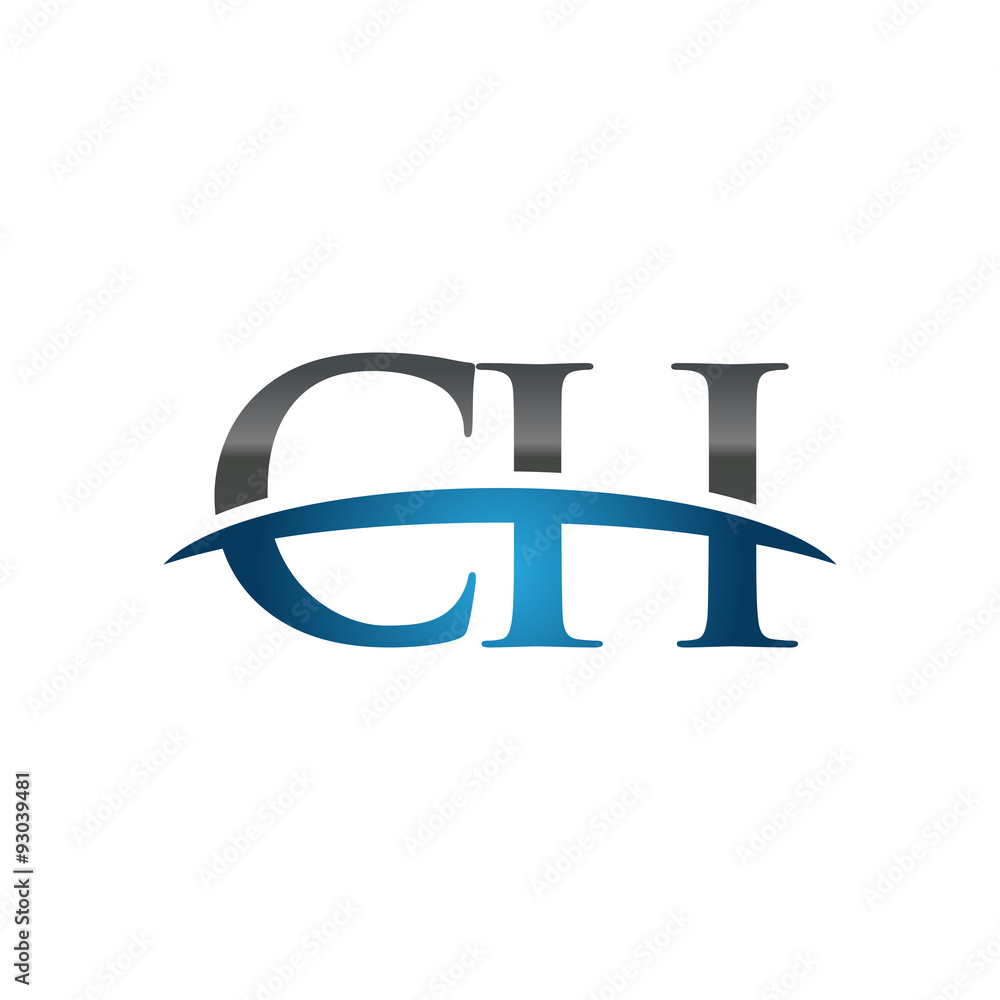 CH initial company swoosh logo blue CH initial company swoosh logo blue