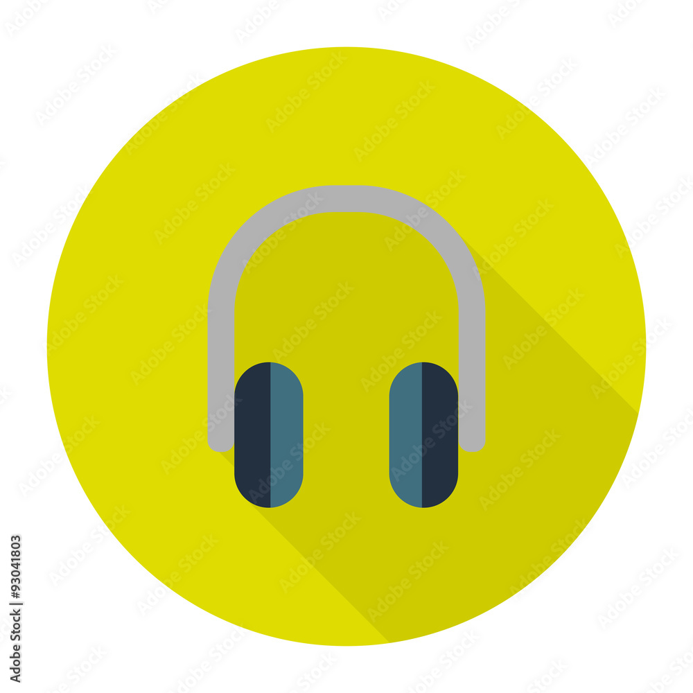 Headphones Icon. Flat Design, Long Shadow. Isolated Headphones Icon. Flat Design, Long Shadow. Isolated