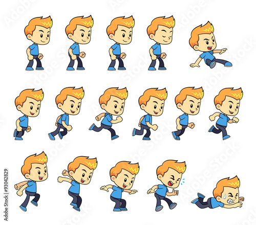 Blue Shirt Boy Game Sprites
Blue Shirt Boy game sprites for side scrolling action adventure endless runner 2D mobile game.