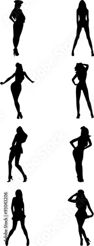 girls silhouettes design set