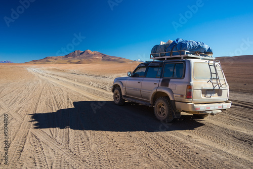 4x4 vehicle crossing the Andean Highlands, Bolivia