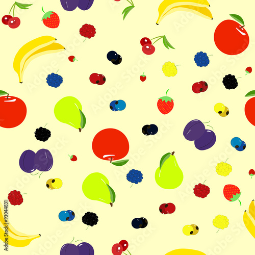 berries and fruits seamless pattern