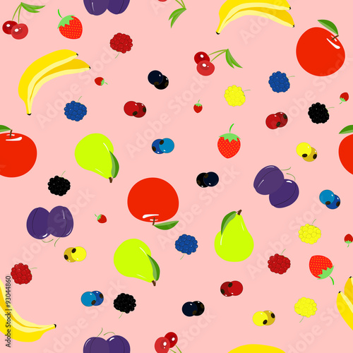 berries and fruits seamless pattern 