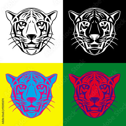 Fototapeta Naklejka Na Ścianę i Meble -  Tiger head tattoo 4 color