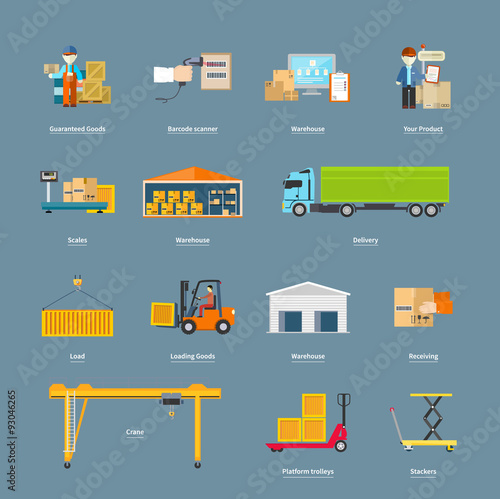 Set of Icons Transport Logistics Concept