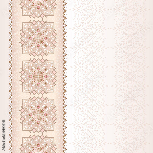 Vintage beige seamless border on light beige