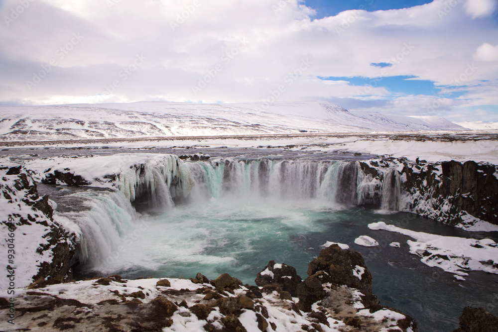 Waterfall Godafoss in wintertime, Iceland Waterfall Godafoss in wintertime, Iceland