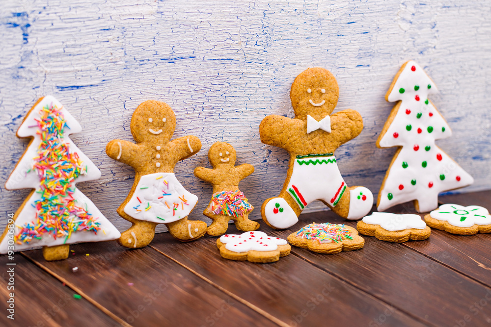 Cookies little men on a wooden table