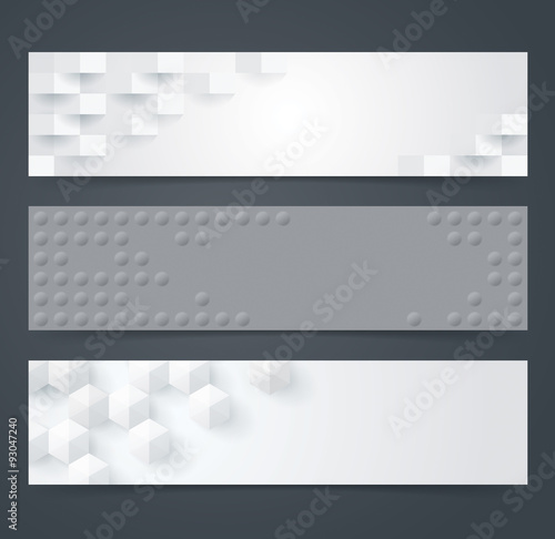 Collection of geometric gray and white banner.