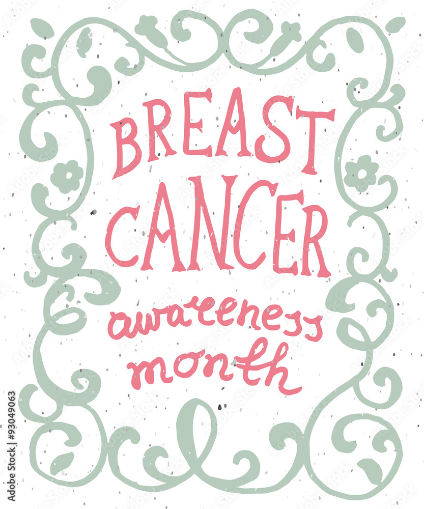 Breast cancer concept hand drawn typography poster