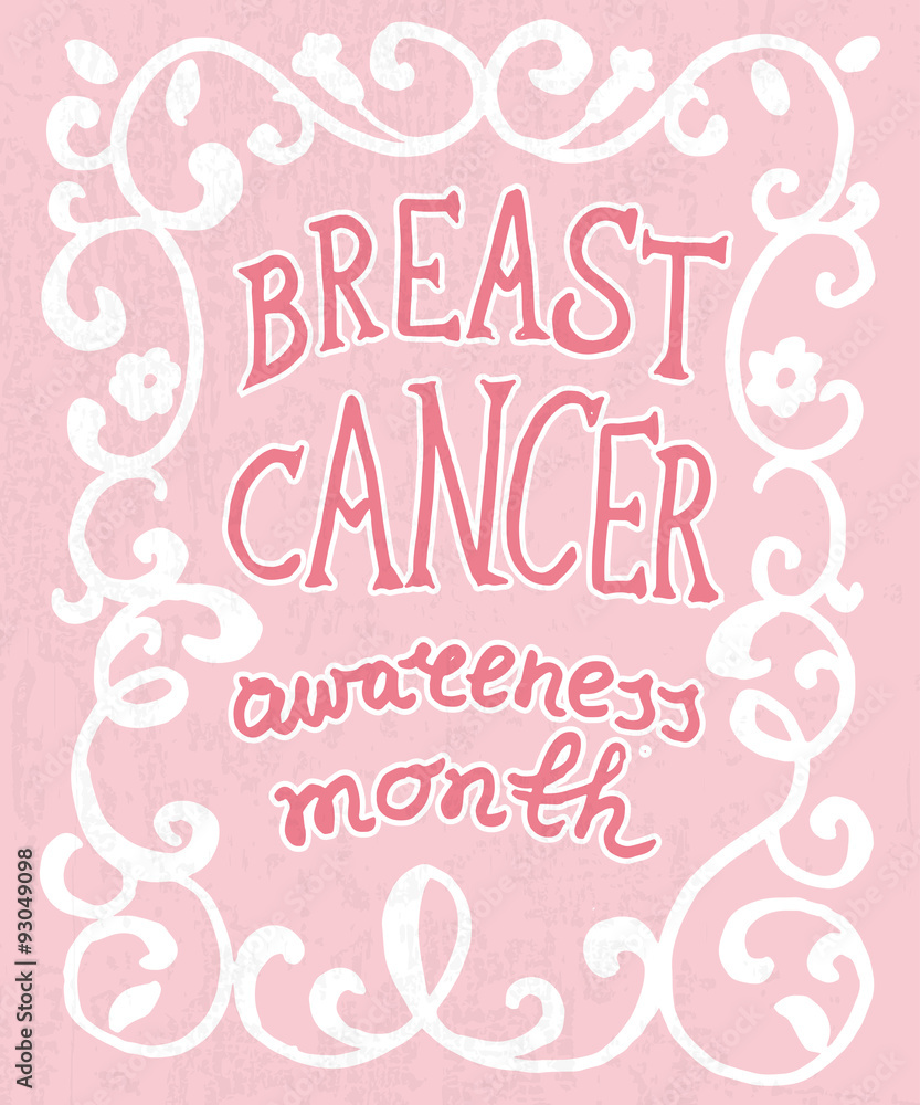 Breast cancer concept hand drawn typography poster