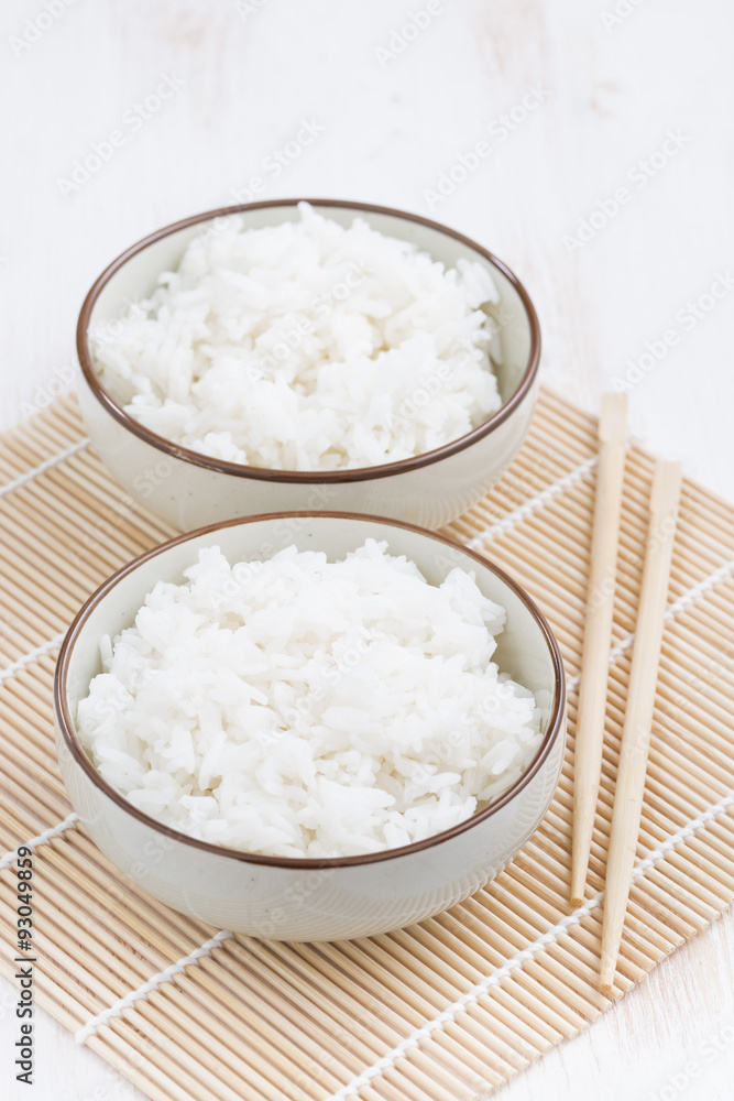 Chinese traditional steam white rice, vertical Chinese traditional steam white rice, vertical
