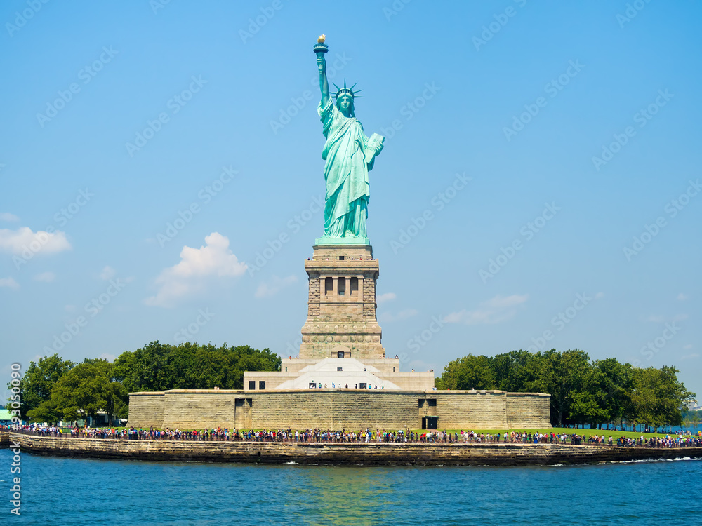The Statue of Liberty in New York on a beautiful day