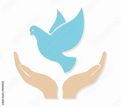 Vector dove in hand logo or icon