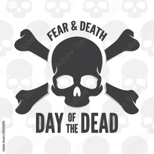 Day of the dead print. Skull and bones logo or icon