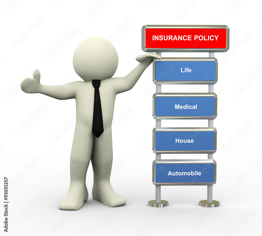 3d businessman and insurance policy 3d businessman and insurance policy
