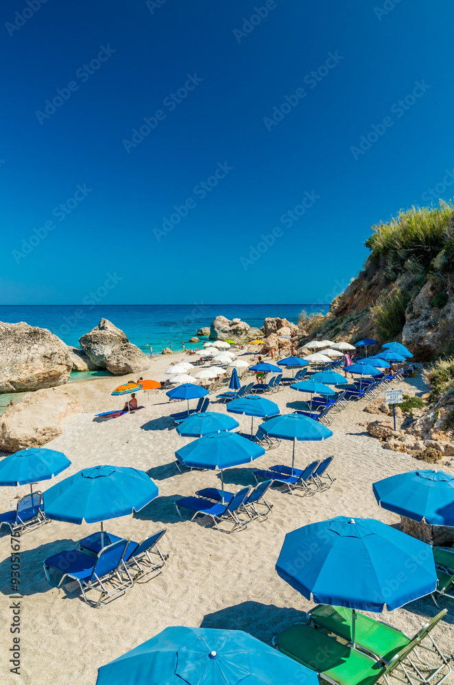 Kavalikefta Beach, Lefkada Island, Greece. Beautiful turquoise water of Kavalikefta Beach on the island of Lefkada in Greece Kavalikefta Beach, Lefkada Island, Greece. Beautiful turquoise water of Kavalikefta Beach on the island of Lefkada in Greece