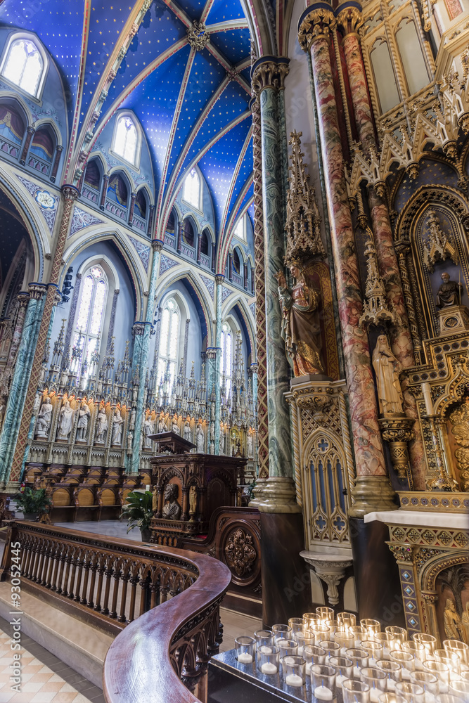 The interior of Notre Dame Basilica.