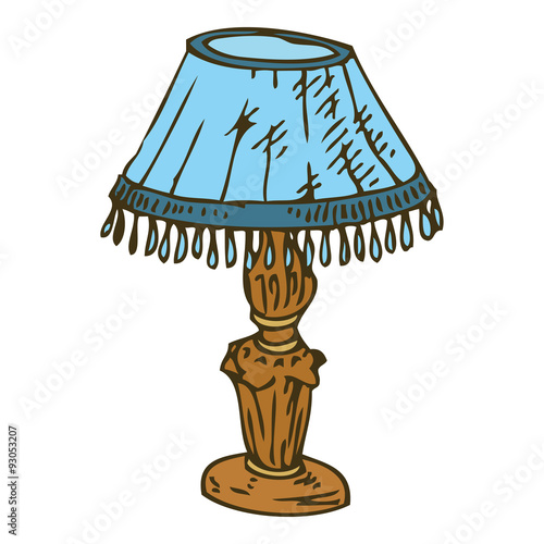 Blue Table Lamp Isolated on White Background