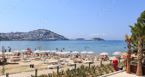 Beach in Kusadasi on the Aegean Sea in Turkey. © stepmar