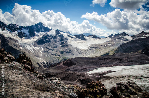 The ridge covered with ice near Mount Elbrus