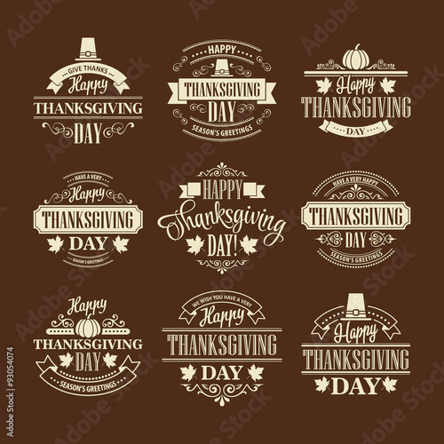Typographic Thanksgiving Design Set. Vector illustration
