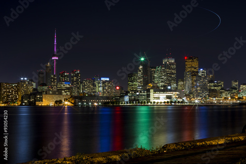 Toronto skyline at night  taken from a local pier.