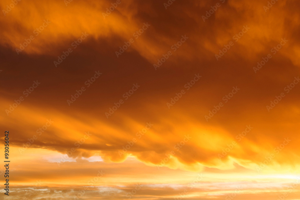 sunset sky with golden clouds