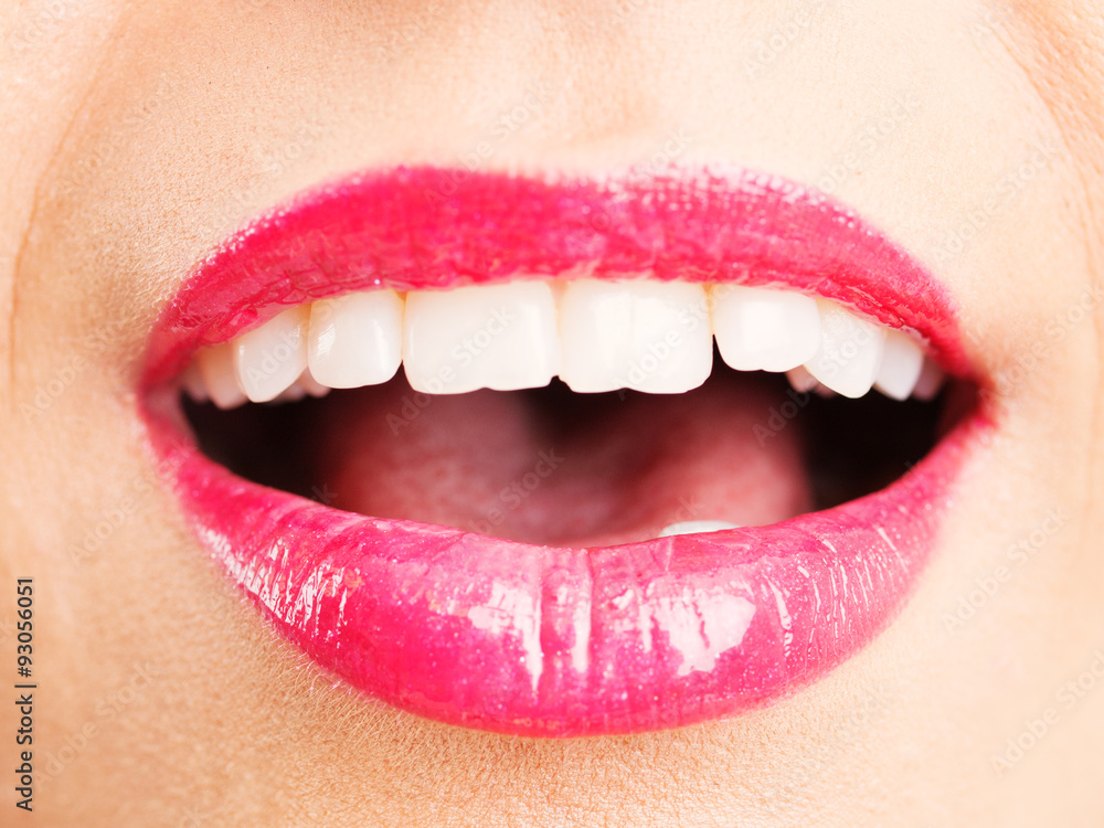 Lips with red lipstick Lips with red lipstick