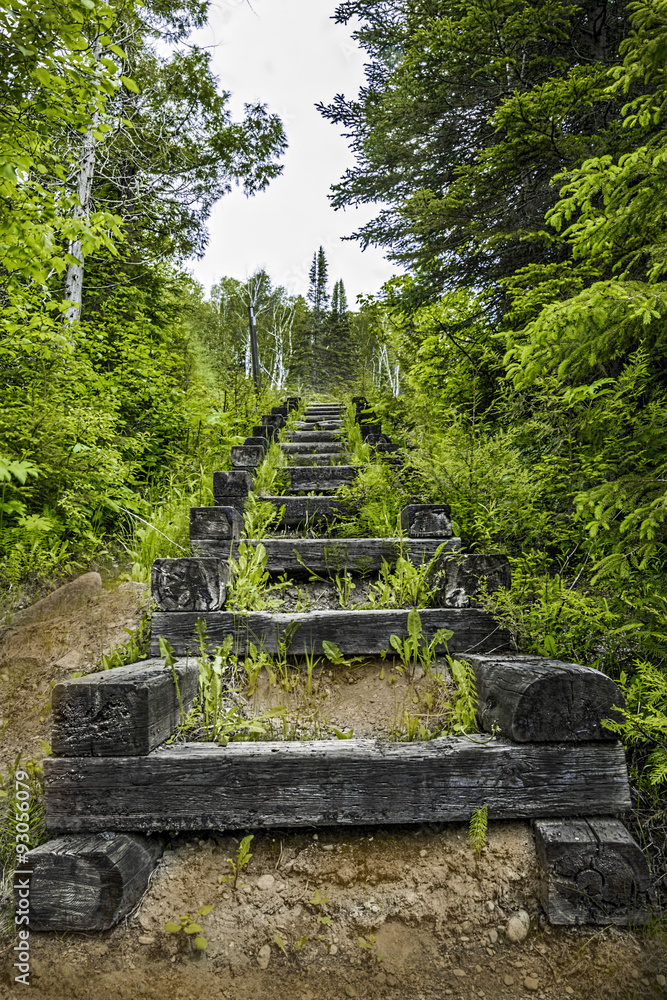 Wooden staircase near Magpie Falls in Wawa. Wooden staircase near Magpie Falls in Wawa.