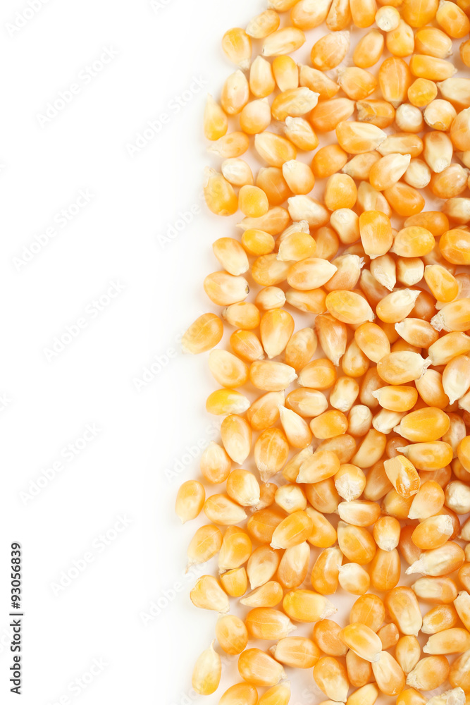 Dried corn grains on white background Dried corn grains on white background
