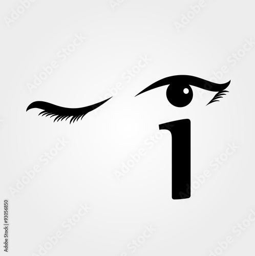 Eye winking with letter i forming the eyeball